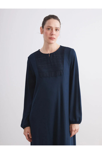 LC Waikiki Crew neck lace detailed a-line dress