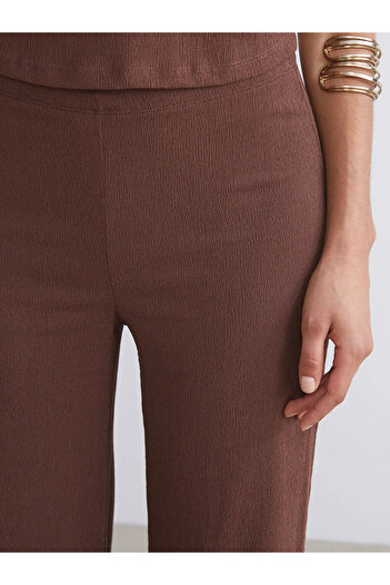 LC Waikiki Elastic Waist Textured Wide Leg Women's Trousers