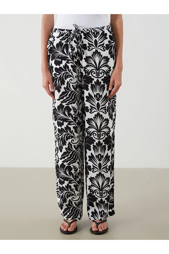 LC Waikiki Patterned Women's Trousers with Elastic Waist