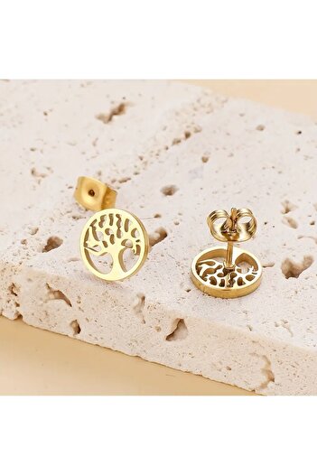 SEVAS GOLD Gold Color Women's Tree of Life Earrings