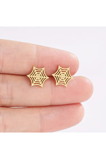 SEVAS GOLD Gold Color Women's Spider Web Earrings