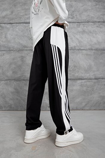 NOMARC Black Stripe Detailed Parachute Fabric Baggy Tracksuit