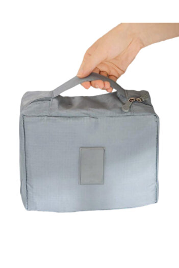 Fstyle Gray Makeup Organizer Bag for Cosmetics and Personal Supplies