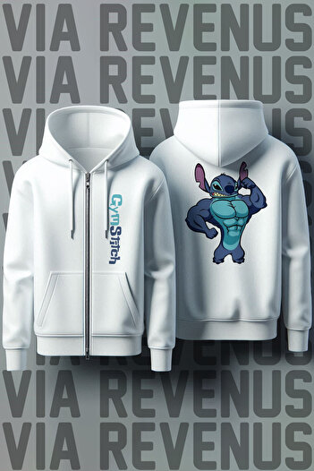 Vordevia Gym Front and Back Printed Unisex Zippered Hooded Sweatshirt Cardigan