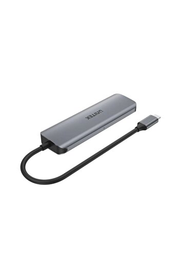Unitek موزع يو هاب بي 5+ 6 في 1 USB-C مع تقنية PD بقوة 100 واط وقارئ بطاقات مزدوج، رمادي فضائي | H1107C
