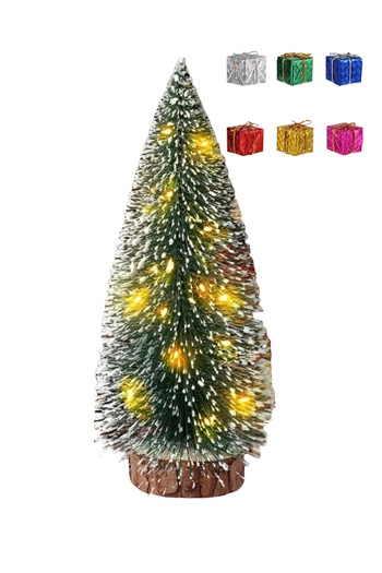 Yenigeldi 16 cm 3-Tier Led Christmas Tree – Self-Lighting and 6 Gift Box Ornaments