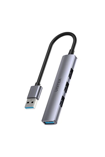 Unitek موزع USB-A 4 في 1 | بيانات سريعة وتوصيل وتشغيل، رمادي فضائي | H1208A