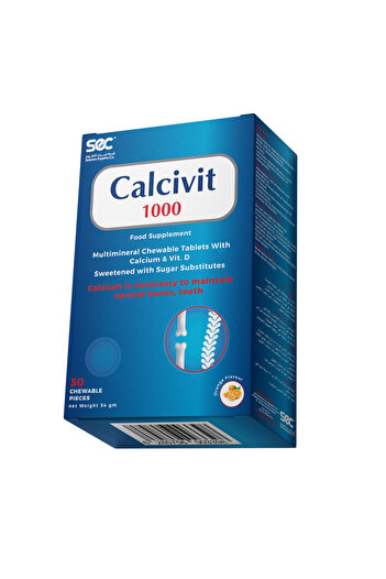 Science Experts Co. (SEC) Calcivit 1000 Chewable Tablets – Calcium & Vitamin D for Bone & Teeth Health, 30 Tablets