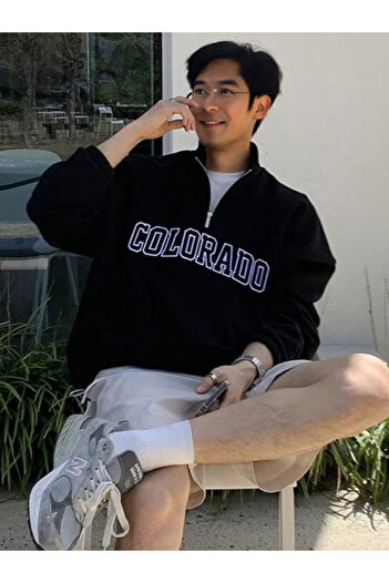 Velostra Unisex Half-Zip 3-Thread Thick Winter Colorado Printed Sweatshirt