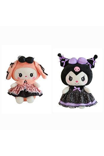 OEM Set 2 Plush Dolls, Kuromi from Hello Kitty Sanrio Series, Purple/Pink, 65 cm