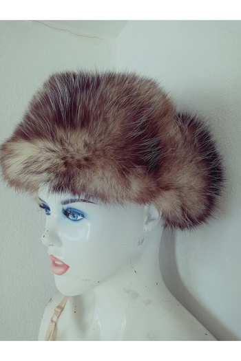 hoaryage Special Design Genuine Wolf Fur Bork Kalpak Hat, Natural Mink Hat, Usanka Russian Kalpak