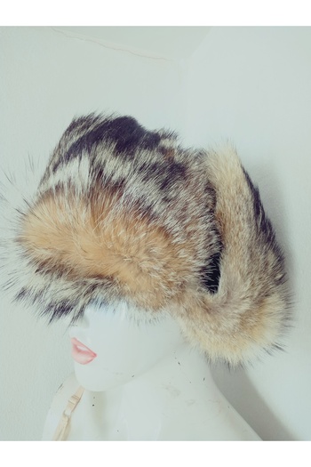 hoaryage Special Design Genuine Wolf Fur Bork Kalpak Hat, Natural Mink Hat, Usanka Russian Kalpak