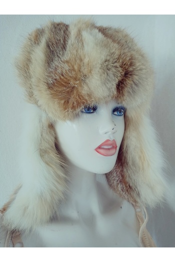 hoaryage Special Design Genuine Wolf Fur Bork Kalpak Hat, Natural Mink Hat, Usanka Russian Kalpak
