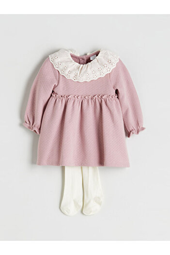 LC Waikiki Baby Collar Baby Girl Dress and Pantyhose