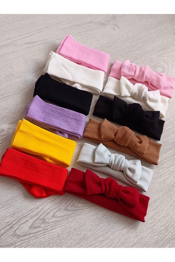 nisbutik aksesuar 12-Piece Baby Girl Bandana Socks Set, Baby Bandana Knee-High Socks Set