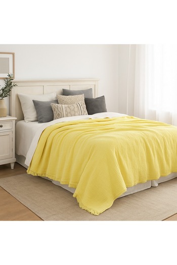 Tasarım Hb&Victory Muslin Bedspread 100% Cotton 4 Layers Lemon Yellow Double Size 240X230 Cm.