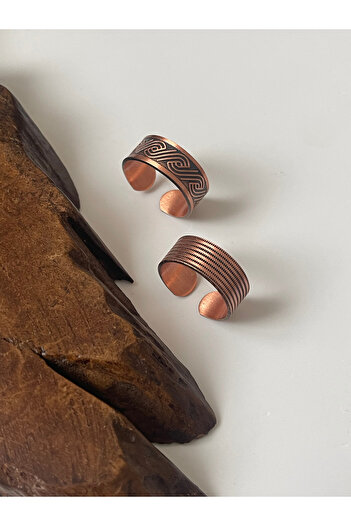 Rupen Kraft 100% copper handmade 2-piece design unisex copper ring adjustable copper ring