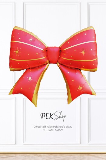 PEKSHOP Red Gold Big Bow Foil Balloon Christmas Bow Balloon