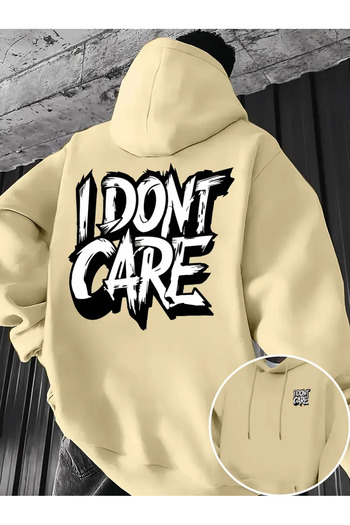 bellanova Unisex I Don'T Care Printed 3-Yarn Hooded Sweatshirt