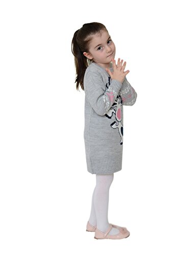 Sevimli Girl's Winter Dress with Deer Pattern