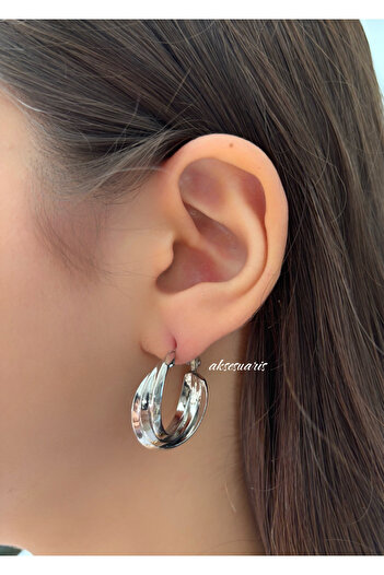 aksesuaris 3-Piece Look Ring Women's Earrings