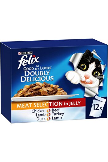 Purina One Felix As Good As It Look Doubly Delicious Wet Cat Food Meat Selections 85g (Pack of 12)