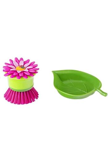 Vigar Flower Power Pink Palm Dish Brush