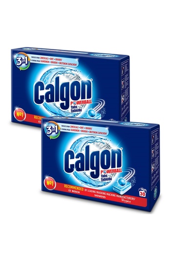 Calgon Set of 2 Anti-limescale tablets, 3 in 1 Powerball, 60 pcs, Protects the washing machine