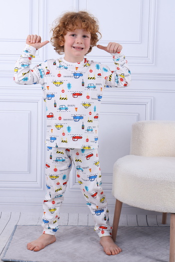 Lüx Wood Car Pattern Boys' Pajama Set
