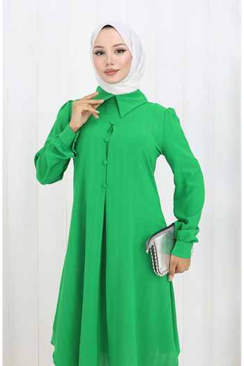 sefamerve Baskı Düğmeli Tunik 1102-03 Zümrüt Yeşili