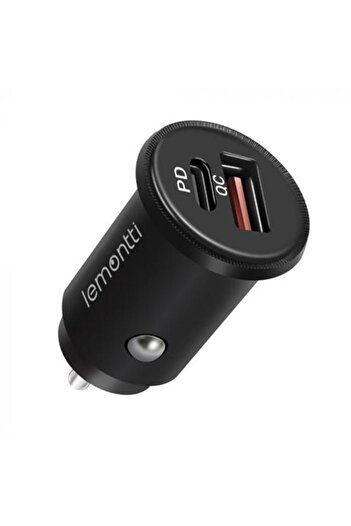 lemontti LEMONTTI car phone charger, USB Type-C + USB Quick Charge, 30W, black (code: 64206280)