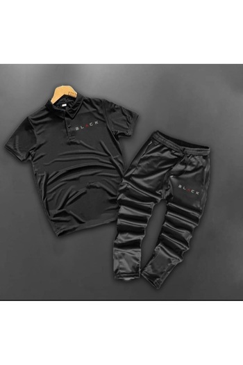 ByFourMan Black Printed Men's Black Scuba Bottom Top Tracksuit Set