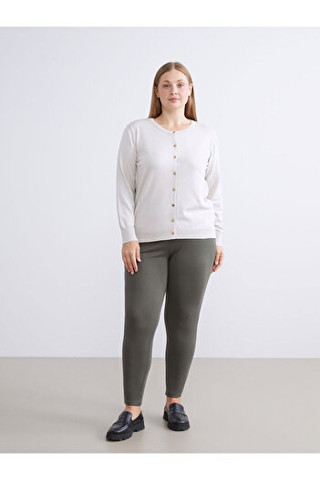 LC Waikiki Khaki Elastic Waist Carrot Cut Women's Trousers