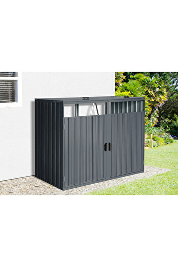Martin Corturi Evenimente Metal L-shaped waste bin with 2 bins BS-MK2 - 80 x 160 x 122 cm anthracite