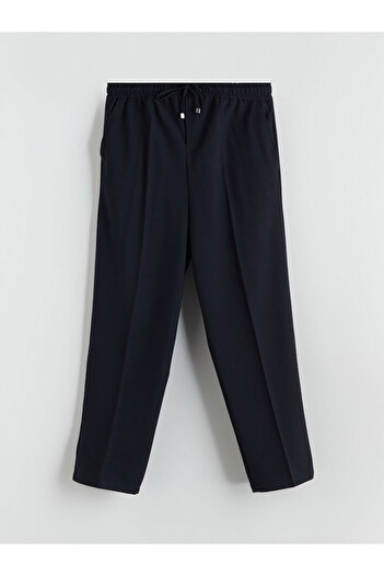 LC Waikiki Navy Blue Elastic Waist Carrot Cut Women's Trousers