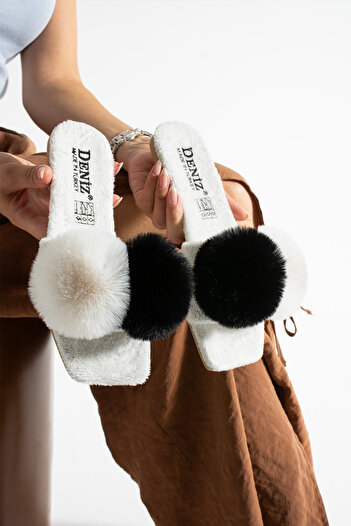 star shoes Women's Pompom House Slippers Soft Insole Slippers