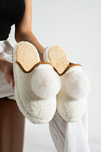 star shoes Women's Pompom House Slippers No Noise Thick Sole Winter Slippers