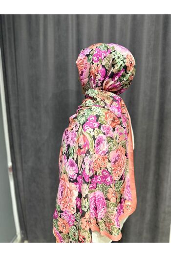 ELZE MODA Rose Patterned Cotton Voile Shawl