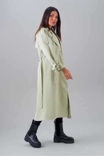 KIZILELMADA Stylish Stone-Colored Buttoned Trench Coat – Comfortable and Modern Fit