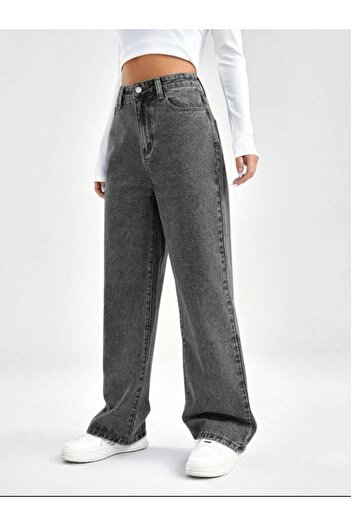 comfort jeans Ema 90's Snow Gray Lycra Super High Waist Stretchy Loose Jeans Palazzo Pants