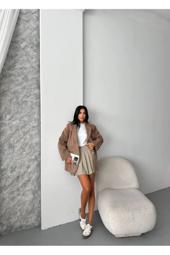 D'RECCY Women's Fur-Lined Plush Blazer Jacket Coat