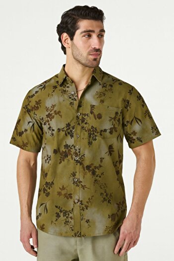 STITCH by MH Olive Breeze Floral Print Men's Shirt