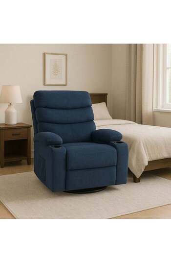 Crestj Blue Rocking Recliner Chair - Comfortable and Luxurious Design