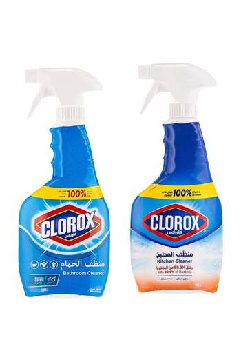 Clorox Bleach Free, Disinfecting Kitchen Cleaner And Bathroom Cleaner, Pack Of 2 500ml