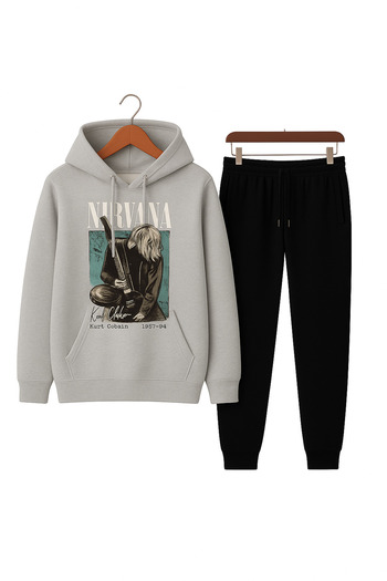 CLASSY.MODA Unisex Tracksuit Set |   Nirvana Kurt Cobain Printed Hoodie & Bottom Top Oversize Comfortable Style