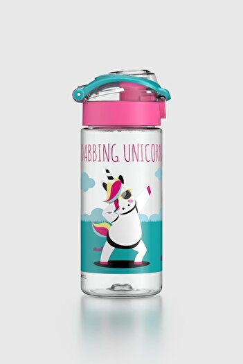 Renga Saga Unicorn Desenli 500 ml Tritan Çocuk Matara 912014 Pembe-Turkuaz
