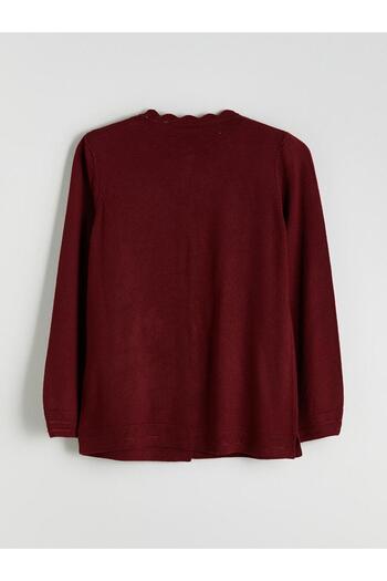 LC Waikiki Ruffled Crew Neck Women's Knitwear Cardigan (W5)