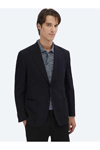 Kip Black Patterned Modern Fit Jacket