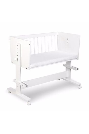 DacEnergy Baby crib, made of wood, adjustable height, roller legs, one removable side, ...