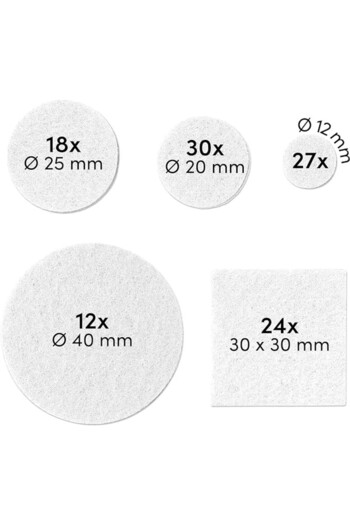 Livaia Set of 111 adhesive pads, round/square, felt, white